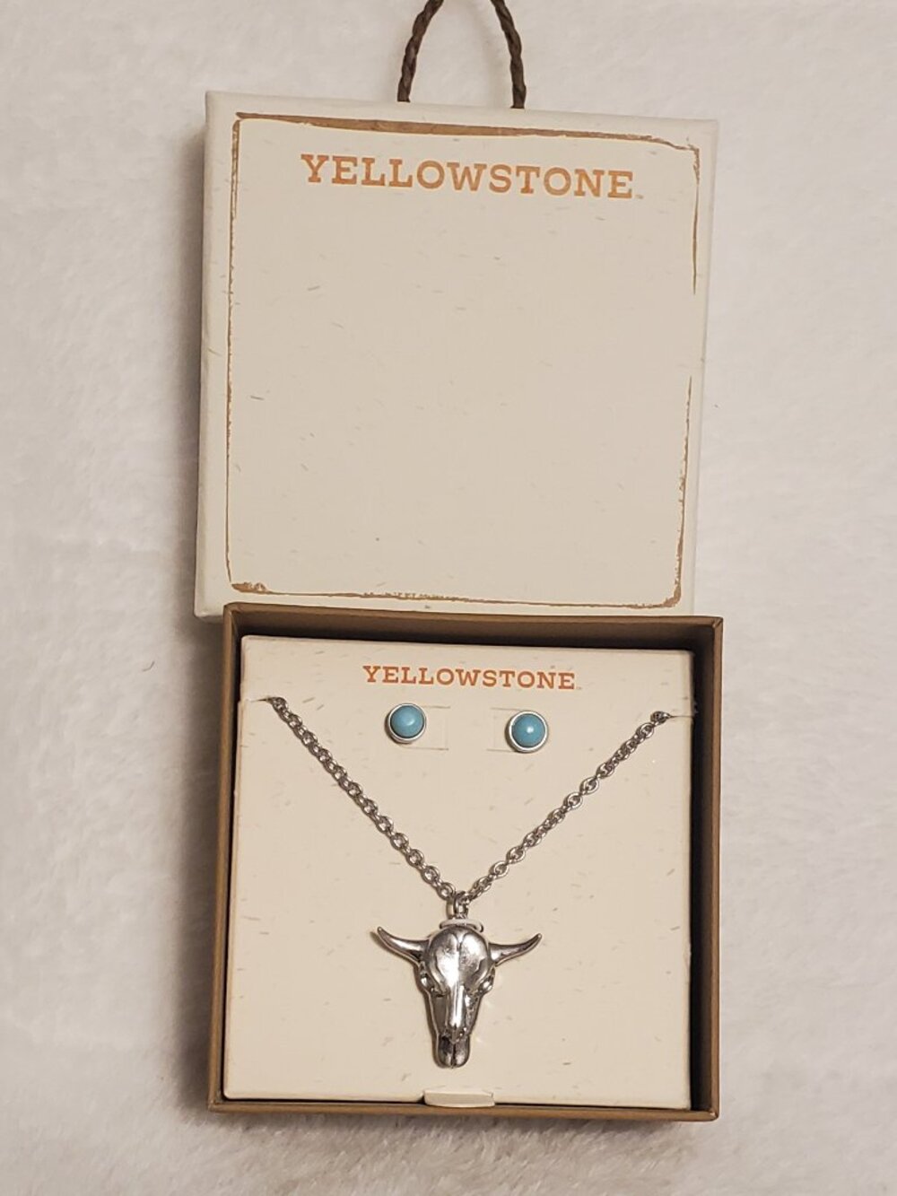YELLOWSTONE Earring & Ram Skull Necklace Set NIB Great Gift!